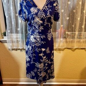 Floral Wrap Vibrant Blue Dress